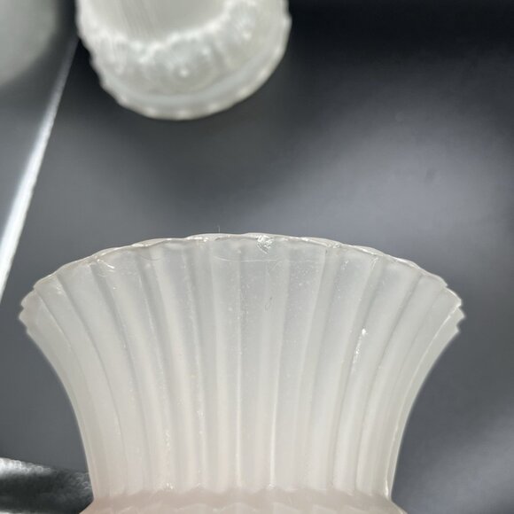 Vintage Frosted Glass Light Shades Lot 3 Art Deco Mid Century 2.25” Fitter READ - Picture 10 of 14
